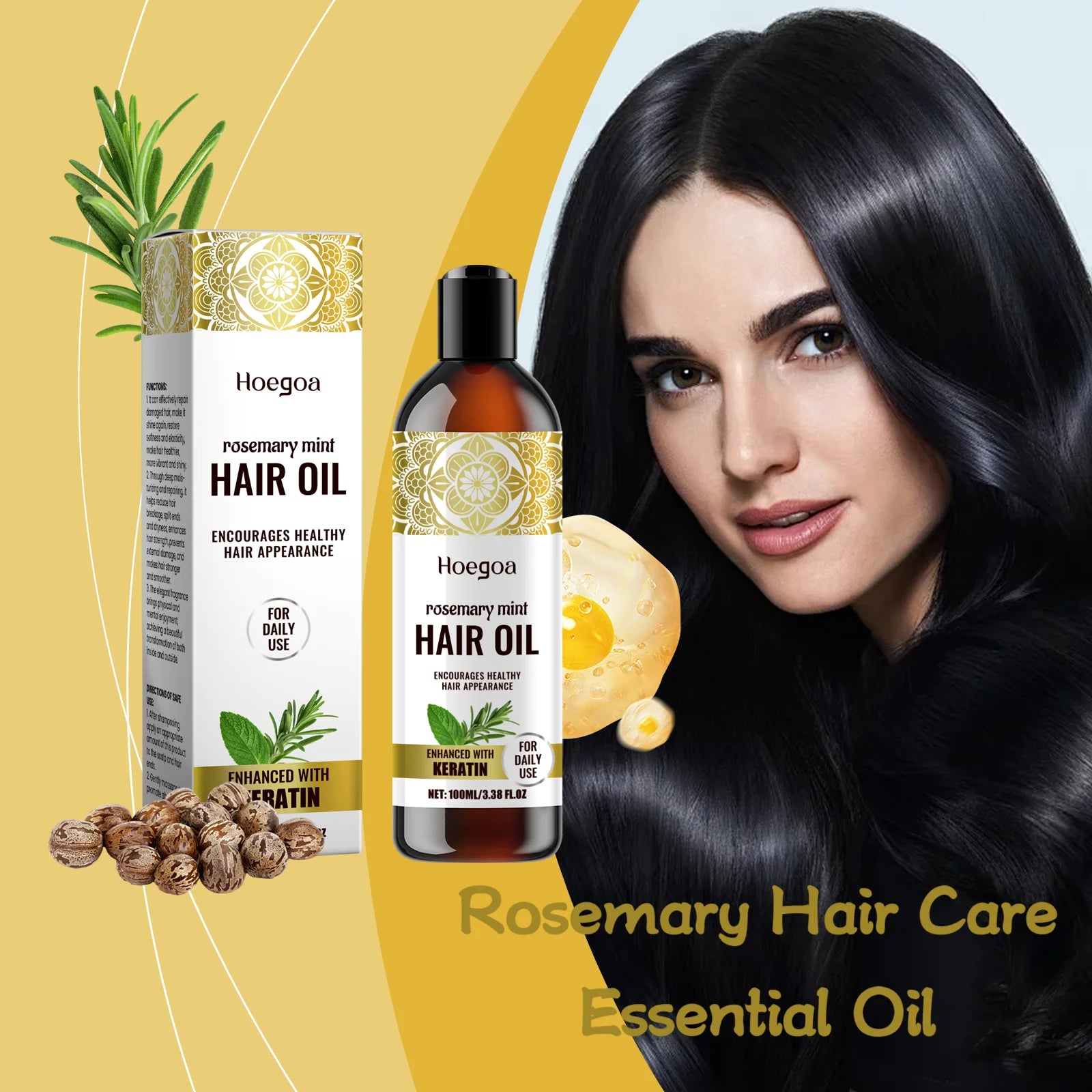 Hoegoa 100ml Rosemary Hair Oil – Nourishing & Anti-Frizz