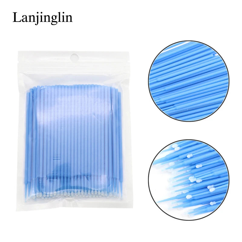 100/200PCS Micro Cotton Swab Brushes – Eyelash Extension