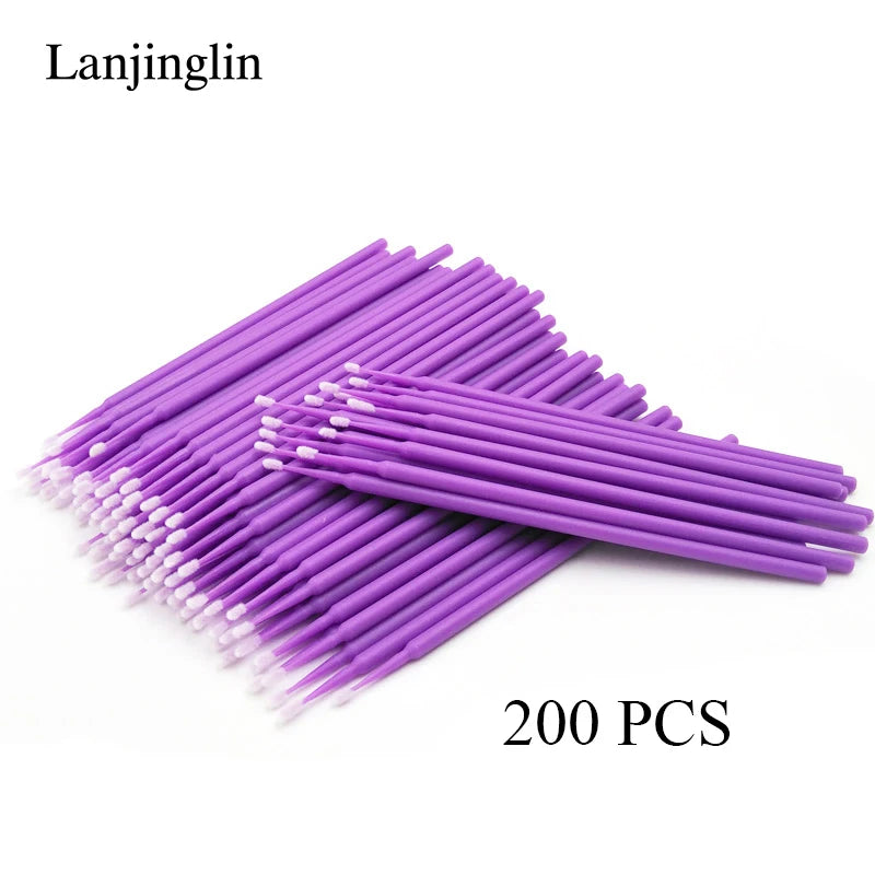 100/200PCS Micro Cotton Swab Brushes – Eyelash Extension