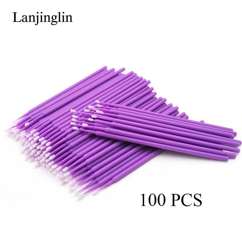 100/200PCS Micro Cotton Swab Brushes – Eyelash Extension
