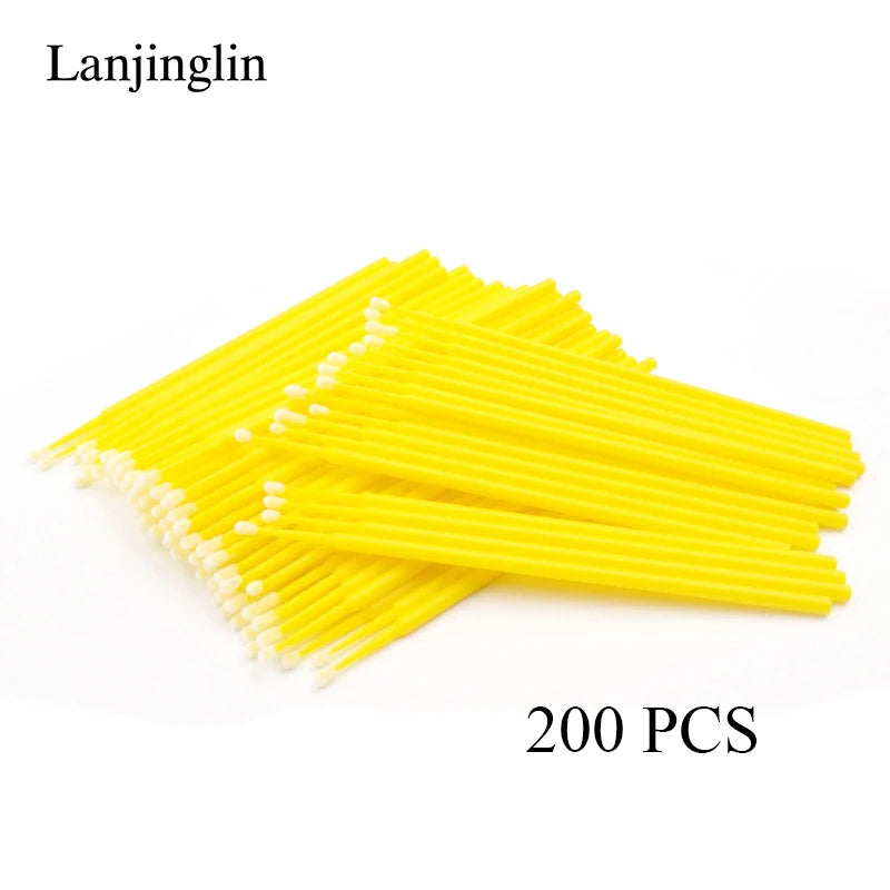 100/200PCS Micro Cotton Swab Brushes – Eyelash Extension