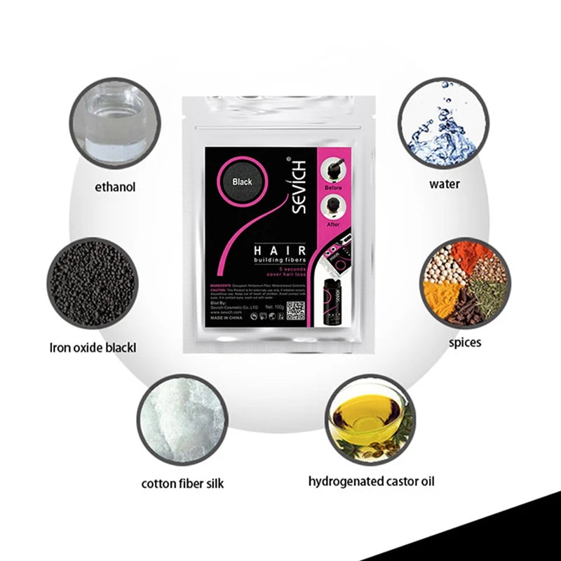 Sevich Hair Fibers – 100g Keratin Hair Building Powder