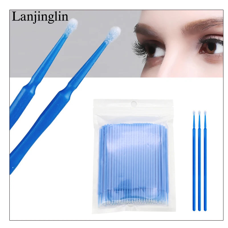 100/200PCS Micro Cotton Swab Brushes – Eyelash Extension
