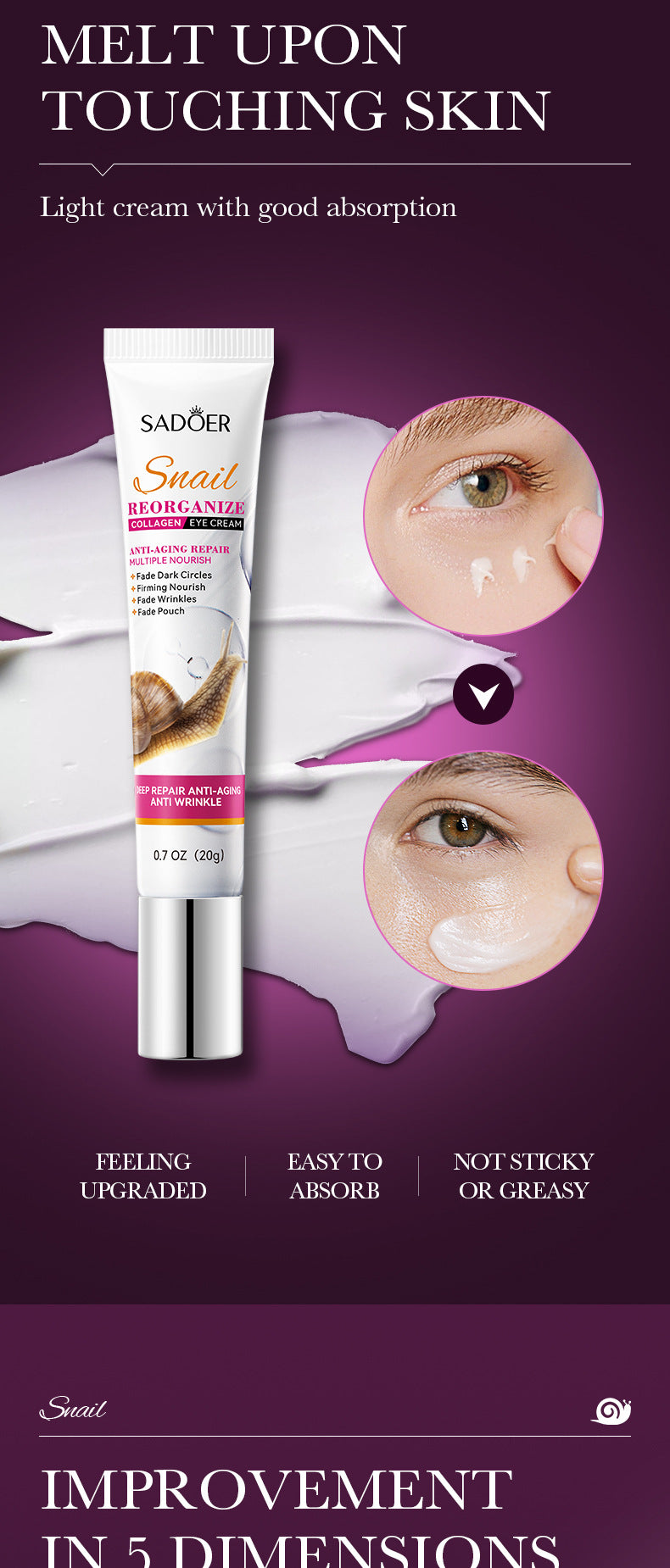 Snail Collagen Eye Cream – Anti Dark Circles & Wrinkles