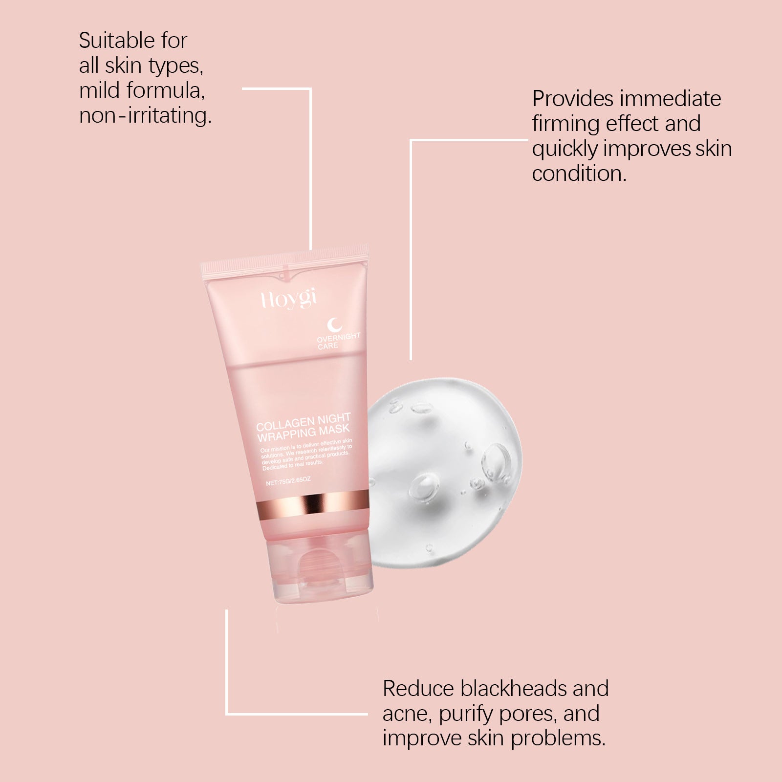 Collagen Overnight Wrapping Peel Off Facial Mask Set Korean Collagen Night Wrapping Mask Deeply Hydrates Night Care Mask Cream