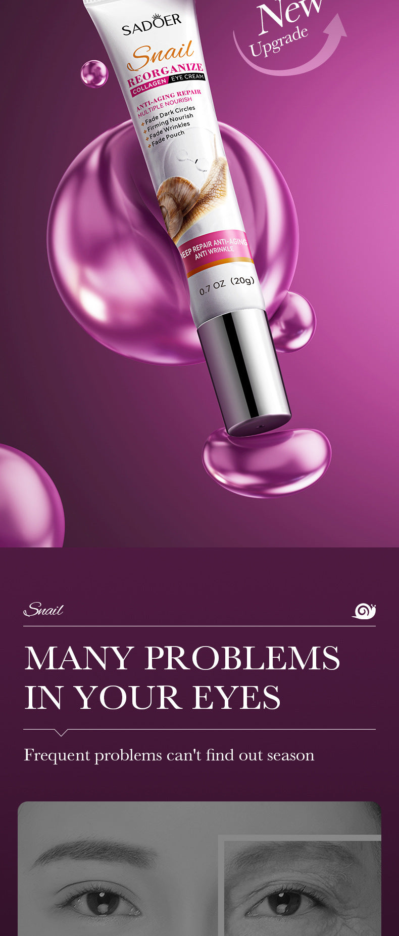 Snail Collagen Eye Cream – Anti Dark Circles & Wrinkles