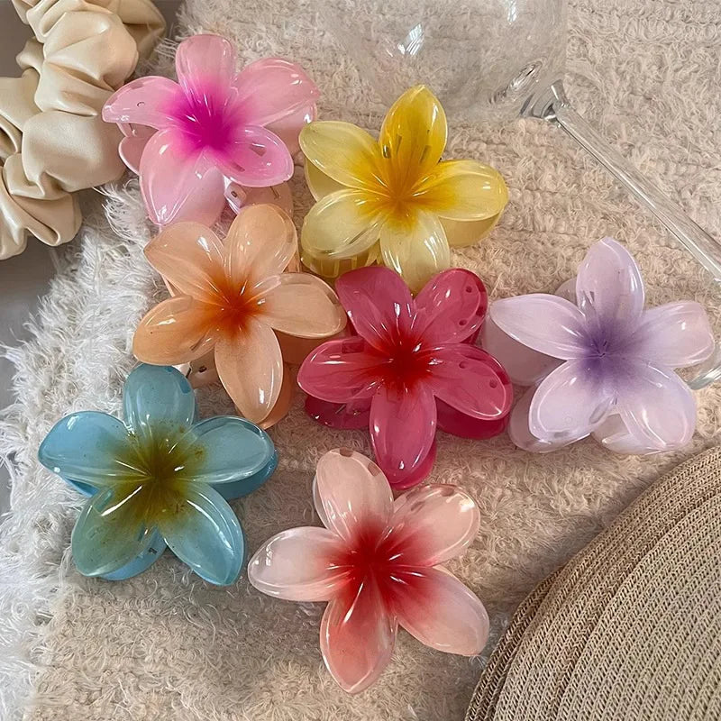 Hawaiian Gradient Flower Hair Claw Clips