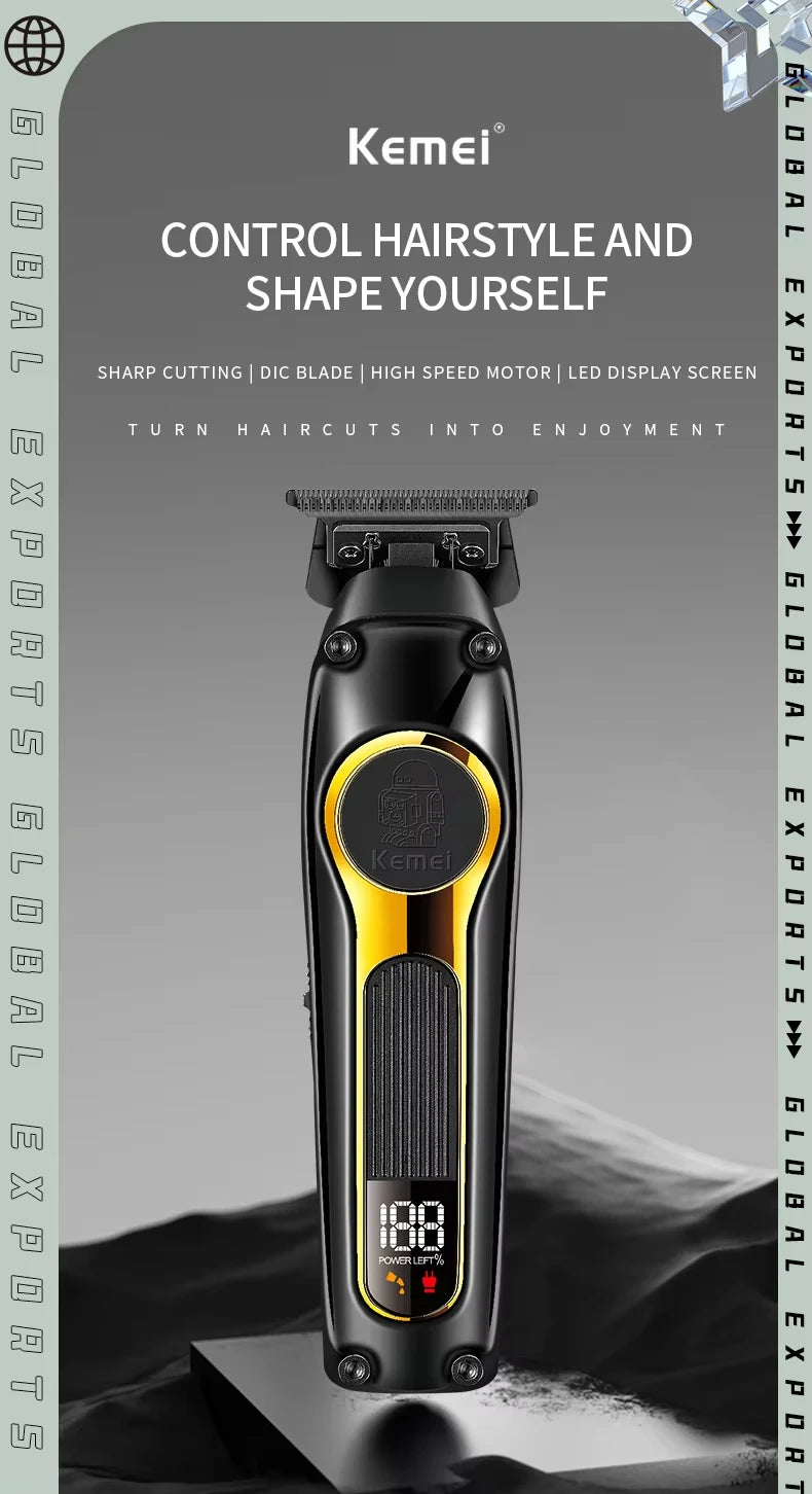 Kemei Rechargeable Hair Clippers – Professional Cordless Trimmer