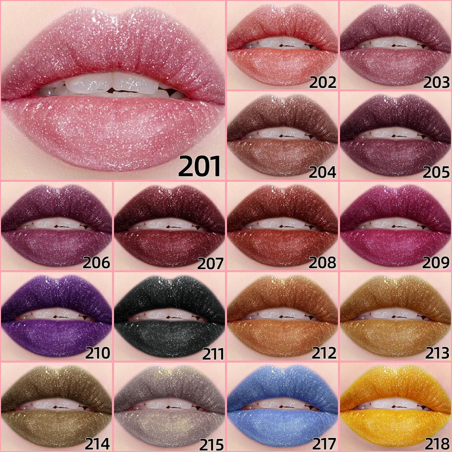 18 Colors Glitter Lip Glaze – Waterproof Liquid Lipstick