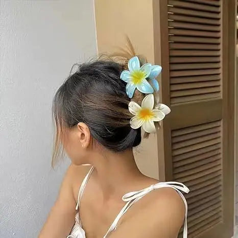 Hawaiian Gradient Flower Hair Claw Clips
