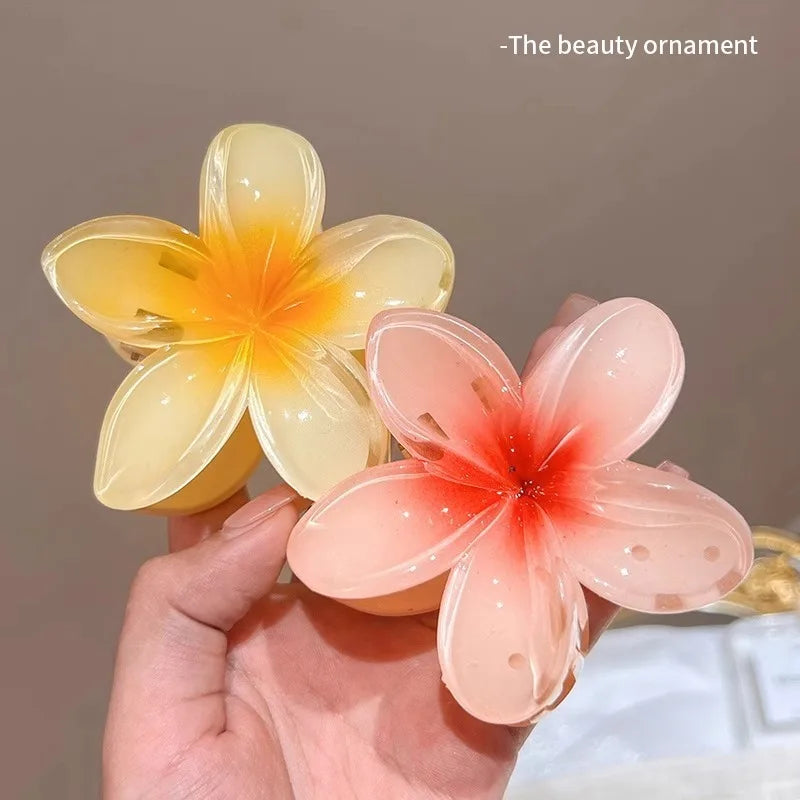 Hawaiian Gradient Flower Hair Claw Clips