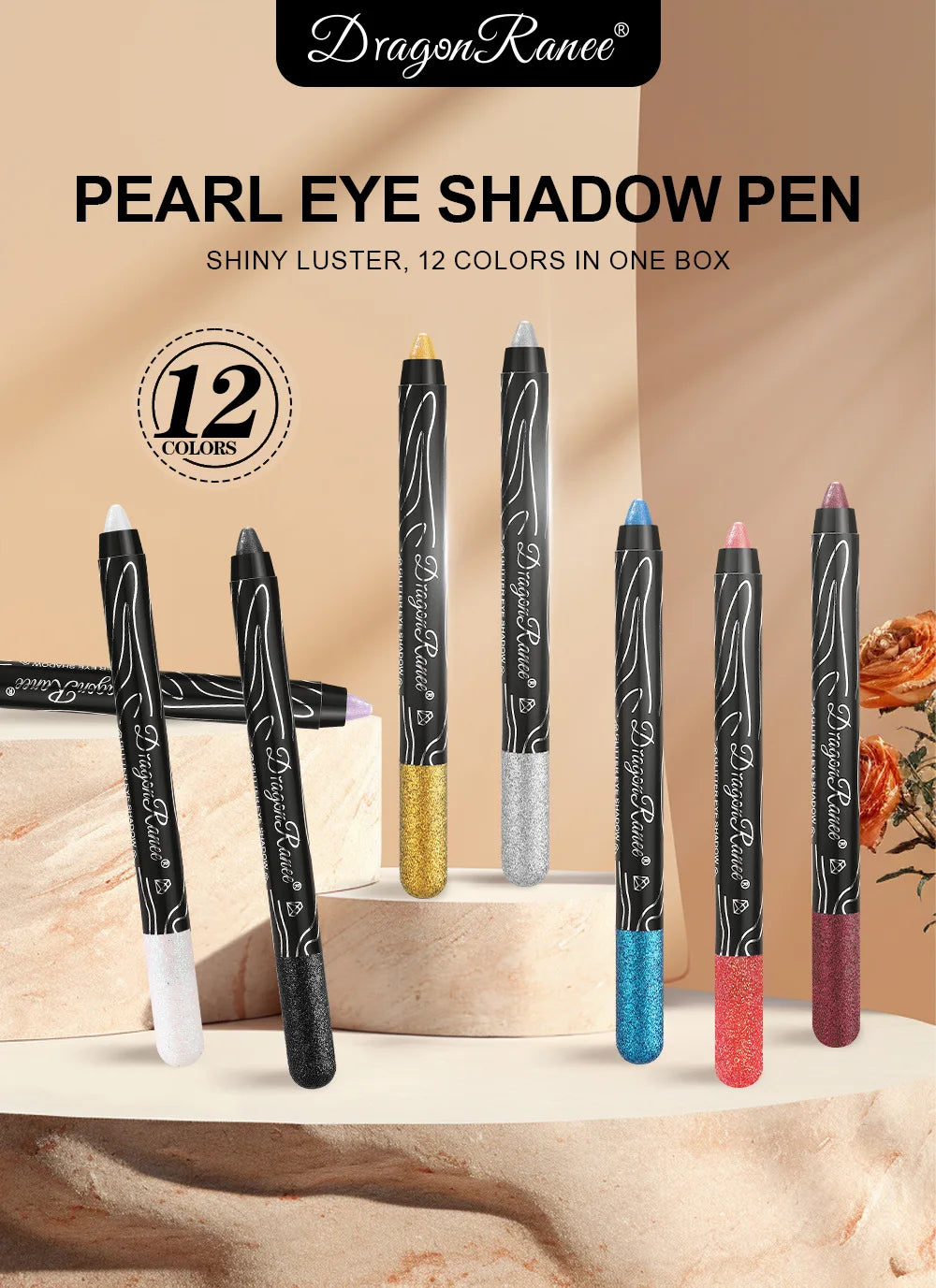 12-Color Glitter Eyeshadow Pencil Set