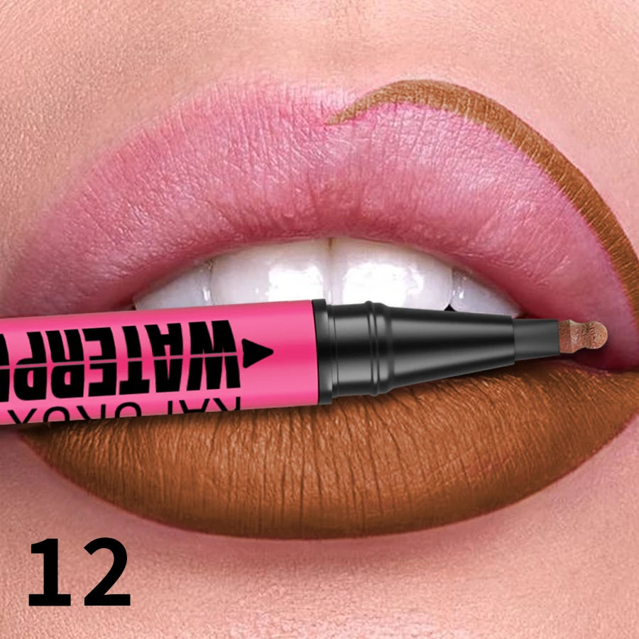 12-Color Liquid Matte Lipliner Pencil – Waterproof