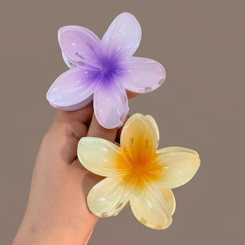Hawaiian Gradient Flower Hair Claw Clips