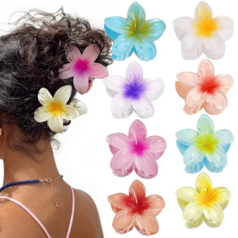 Hawaiian Gradient Flower Hair Claw Clips