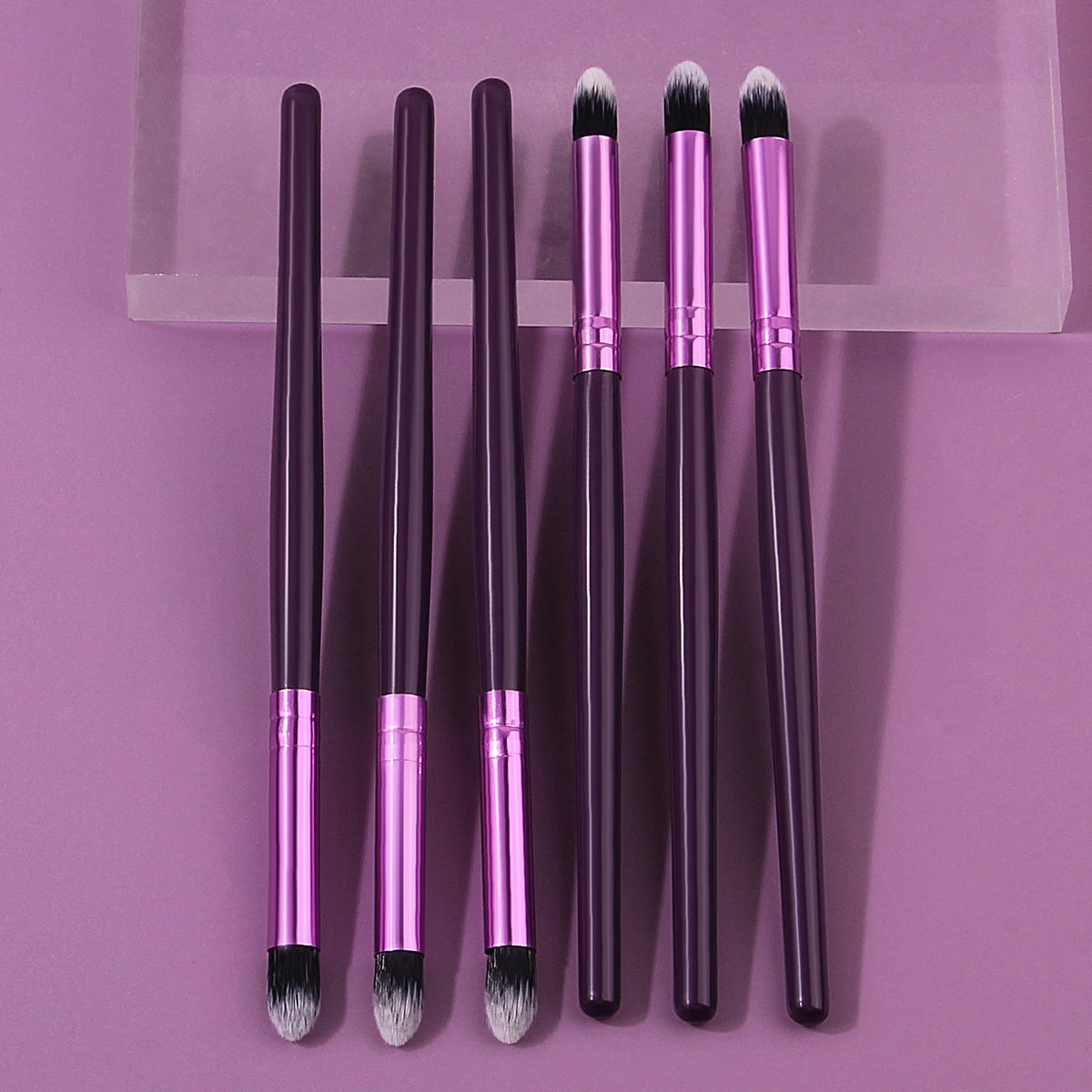 6PCS Purple Wooden-Handled Makeup Brush Set – Multi-Purpose