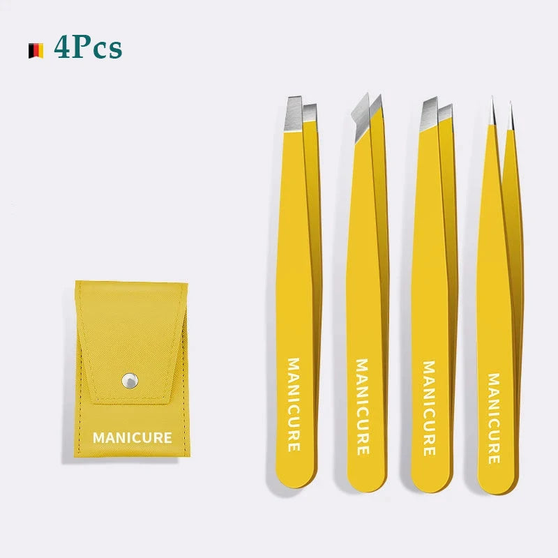 4PCS Stainless Steel Eyebrow Tweezers