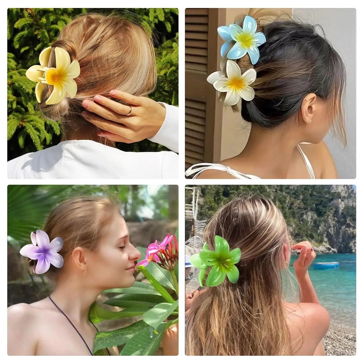 Hawaiian Gradient Flower Hair Claw Clips