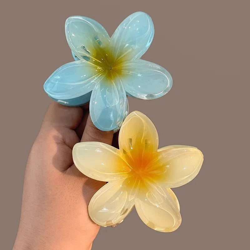 Hawaiian Gradient Flower Hair Claw Clips