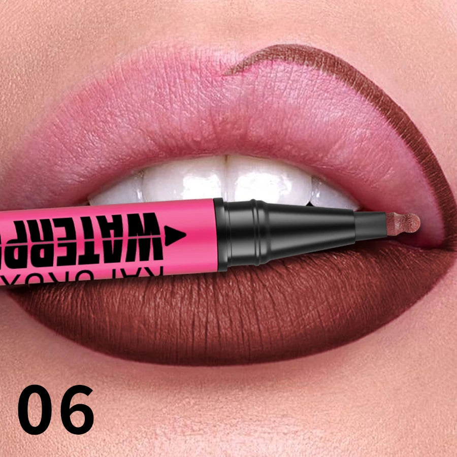 12-Color Liquid Matte Lipliner Pencil – Waterproof