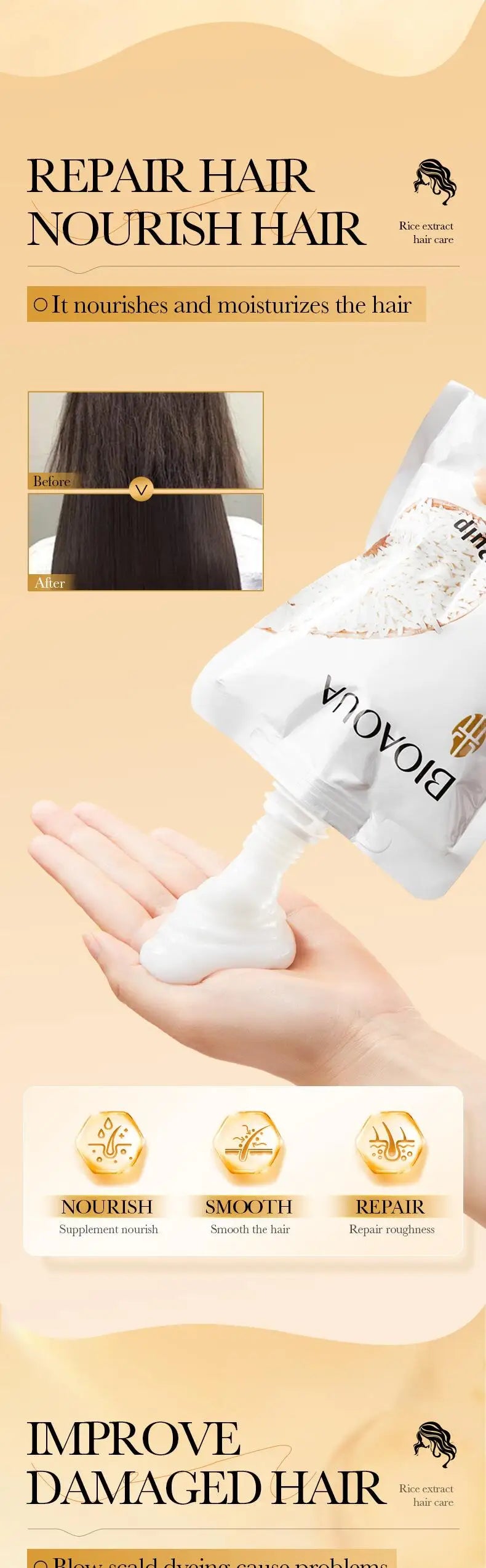 Rice Keratin Hair Mask – 5-Second Repair & Nourishment