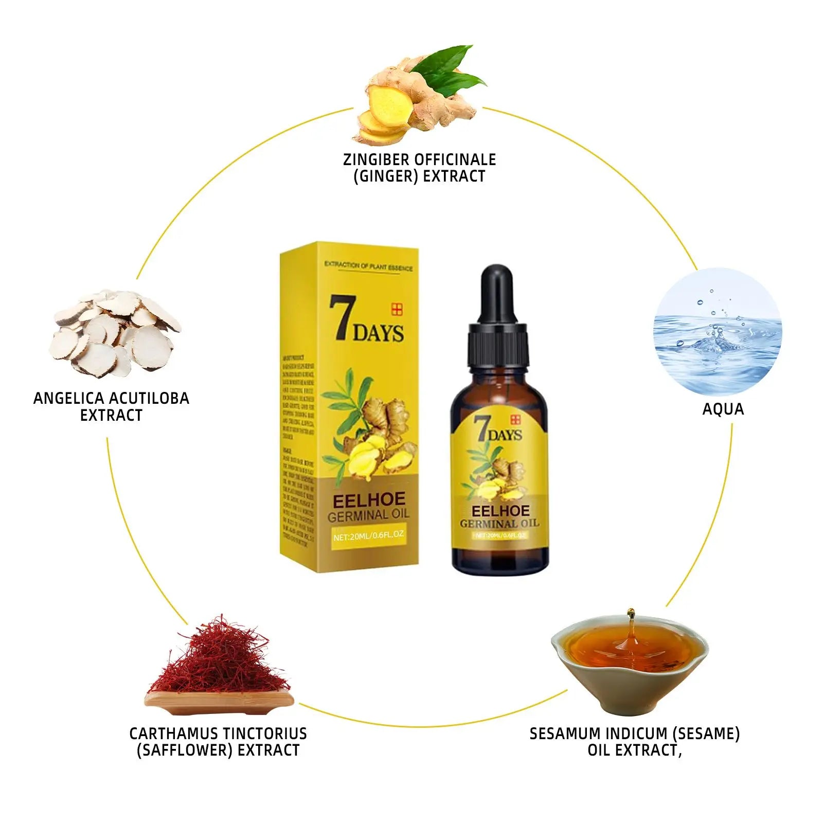 Ginger Hair Care Oil Hair Roots Scalp Treatment Improve Androgenetic Alopecia Scalp Treatment Serum Strengthen Hair Roots