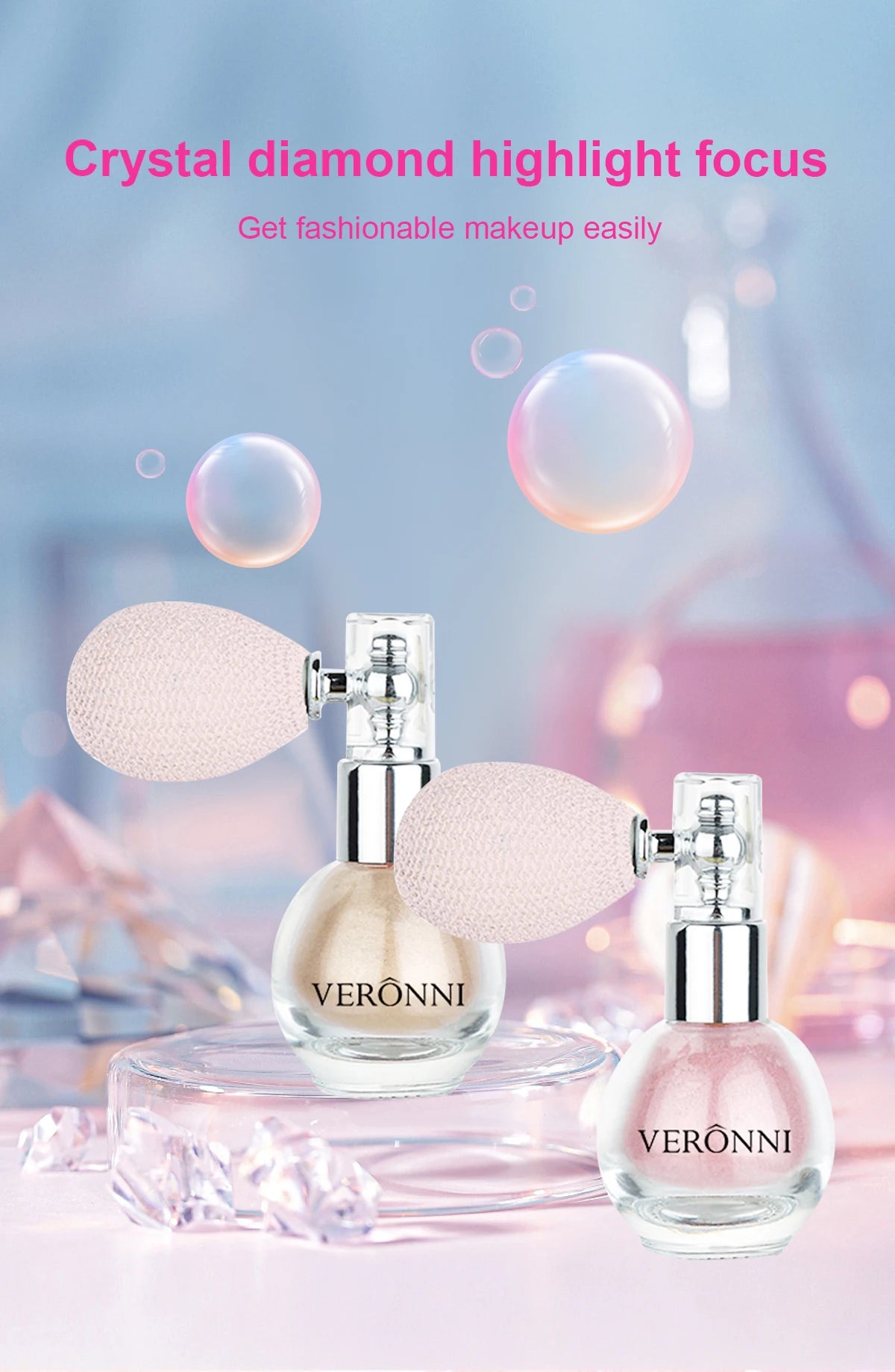 Diamond Highlighter Powder Spray – Waterproof Glitter Bronzer