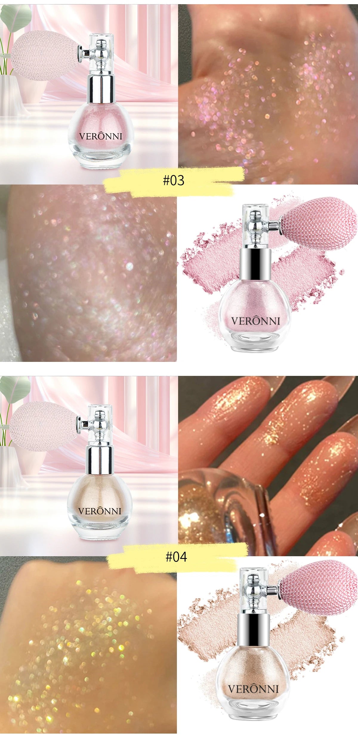 Diamond Highlighter Powder Spray – Waterproof Glitter Bronzer