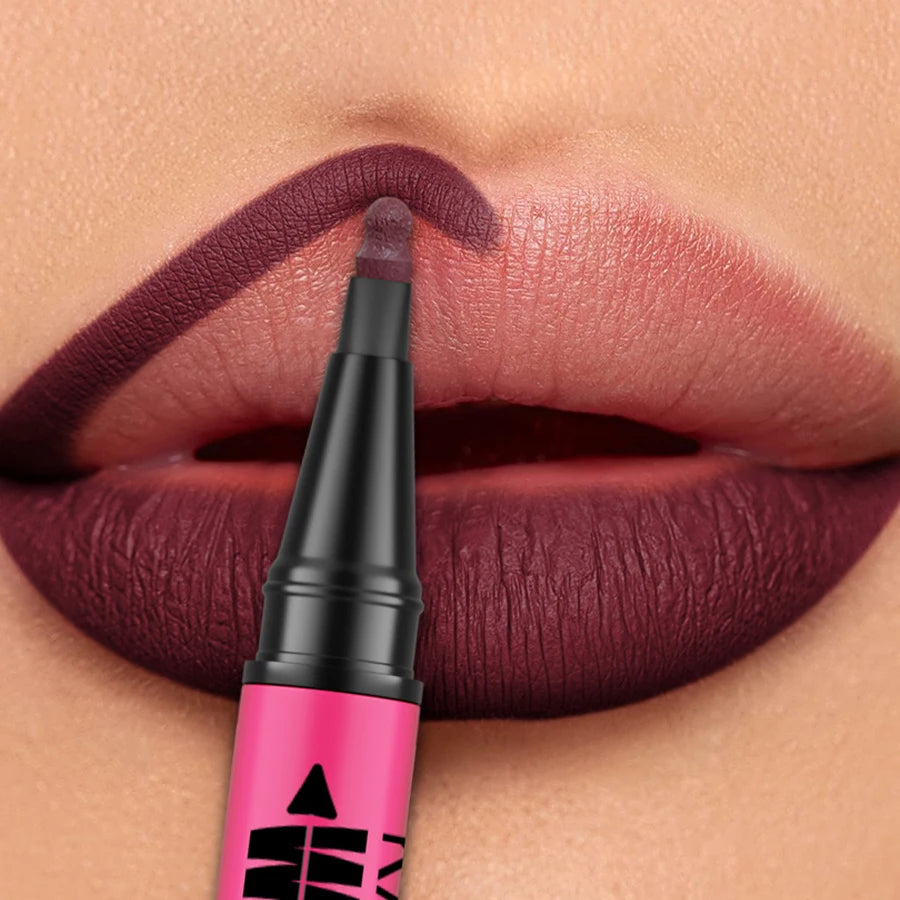 12-Color Liquid Matte Lipliner Pencil – Waterproof