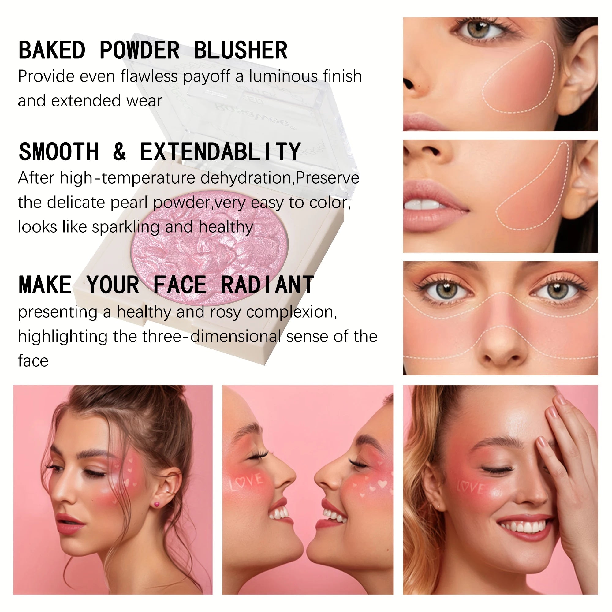 Pearlescent Shimmer Blush – Fine Powder, Single Color