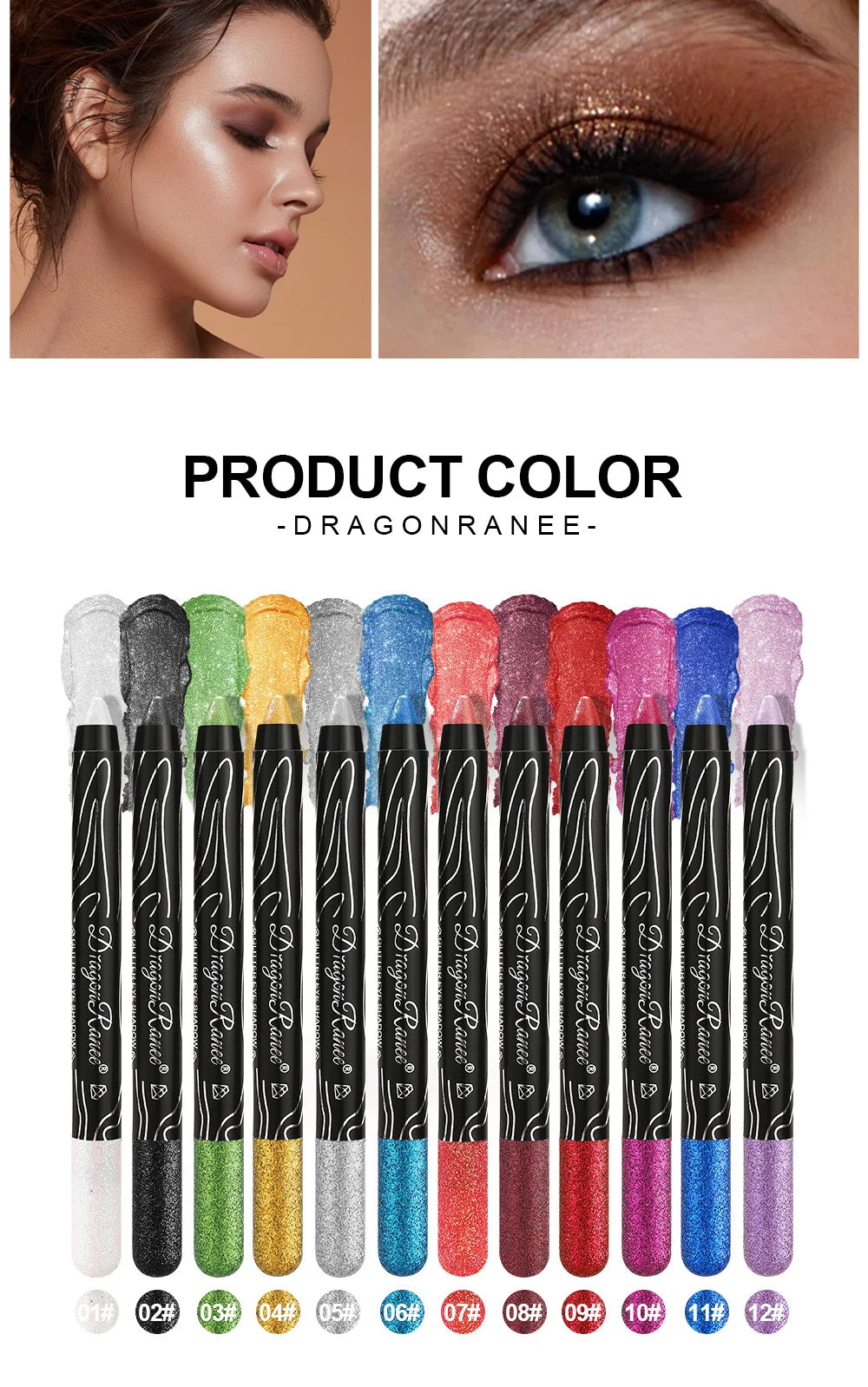 12-Color Glitter Eyeshadow Pencil Set