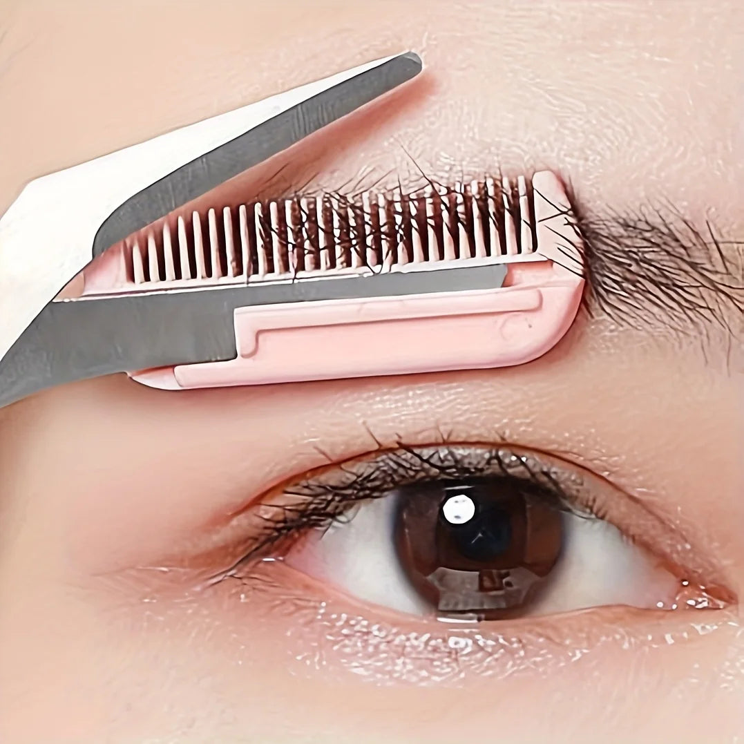 Precision Eyebrow Trimmer Scissors with Comb