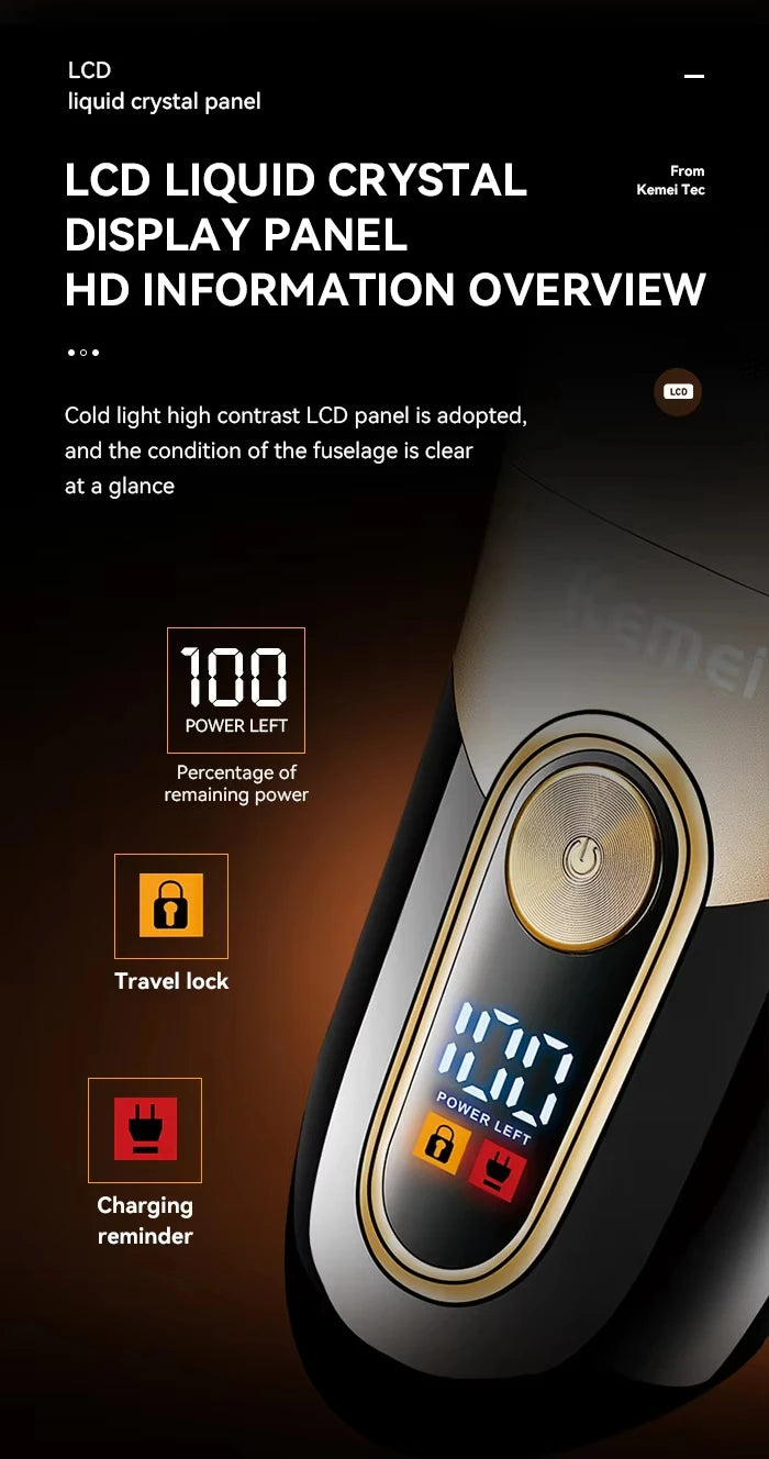 Kemei Rechargeable Hair Clippers – Professional Cordless Trimmer