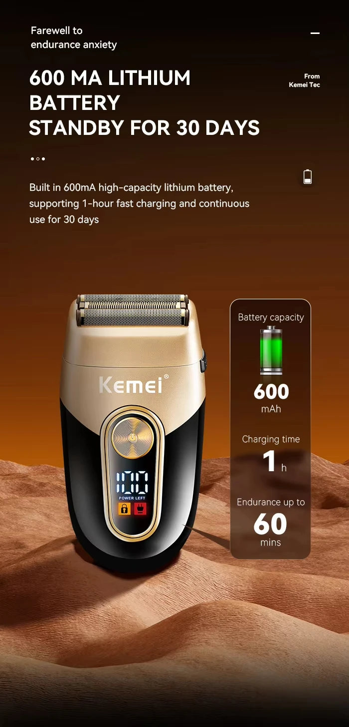 Kemei Rechargeable Hair Clippers – Professional Cordless Trimmer