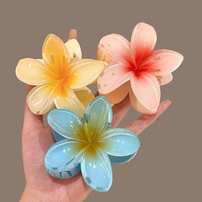 Hawaiian Gradient Flower Hair Claw Clips