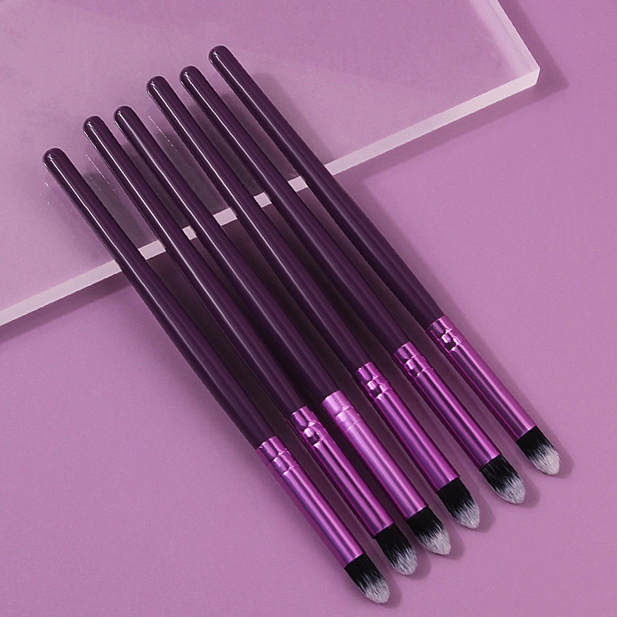 6PCS Purple Wooden-Handled Makeup Brush Set – Multi-Purpose