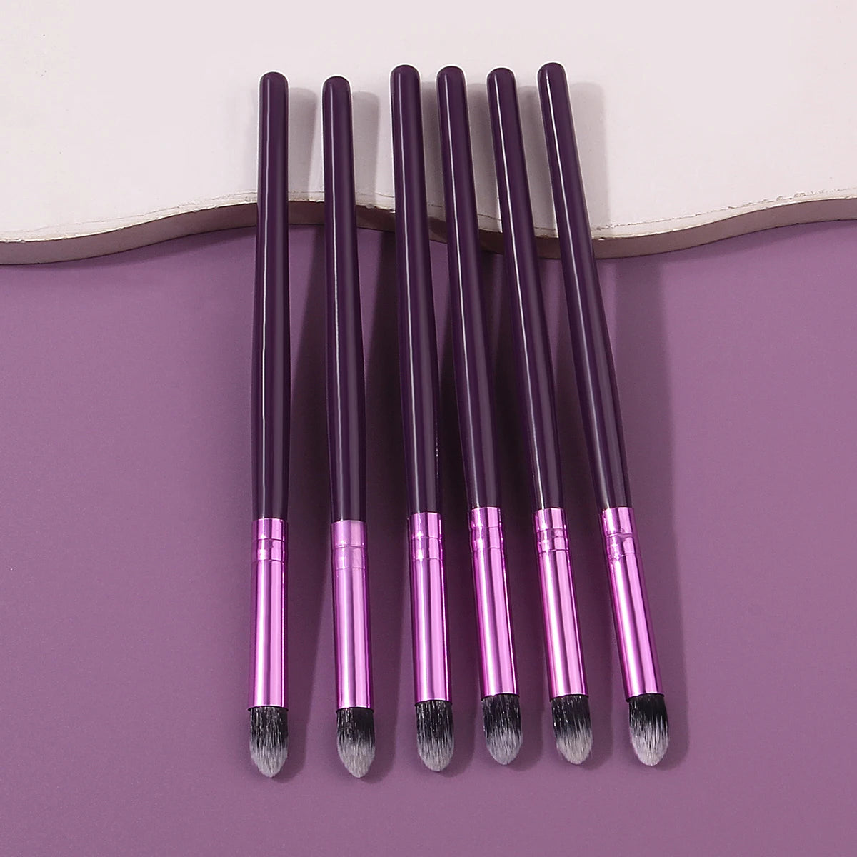 6PCS Purple Wooden-Handled Makeup Brush Set – Multi-Purpose
