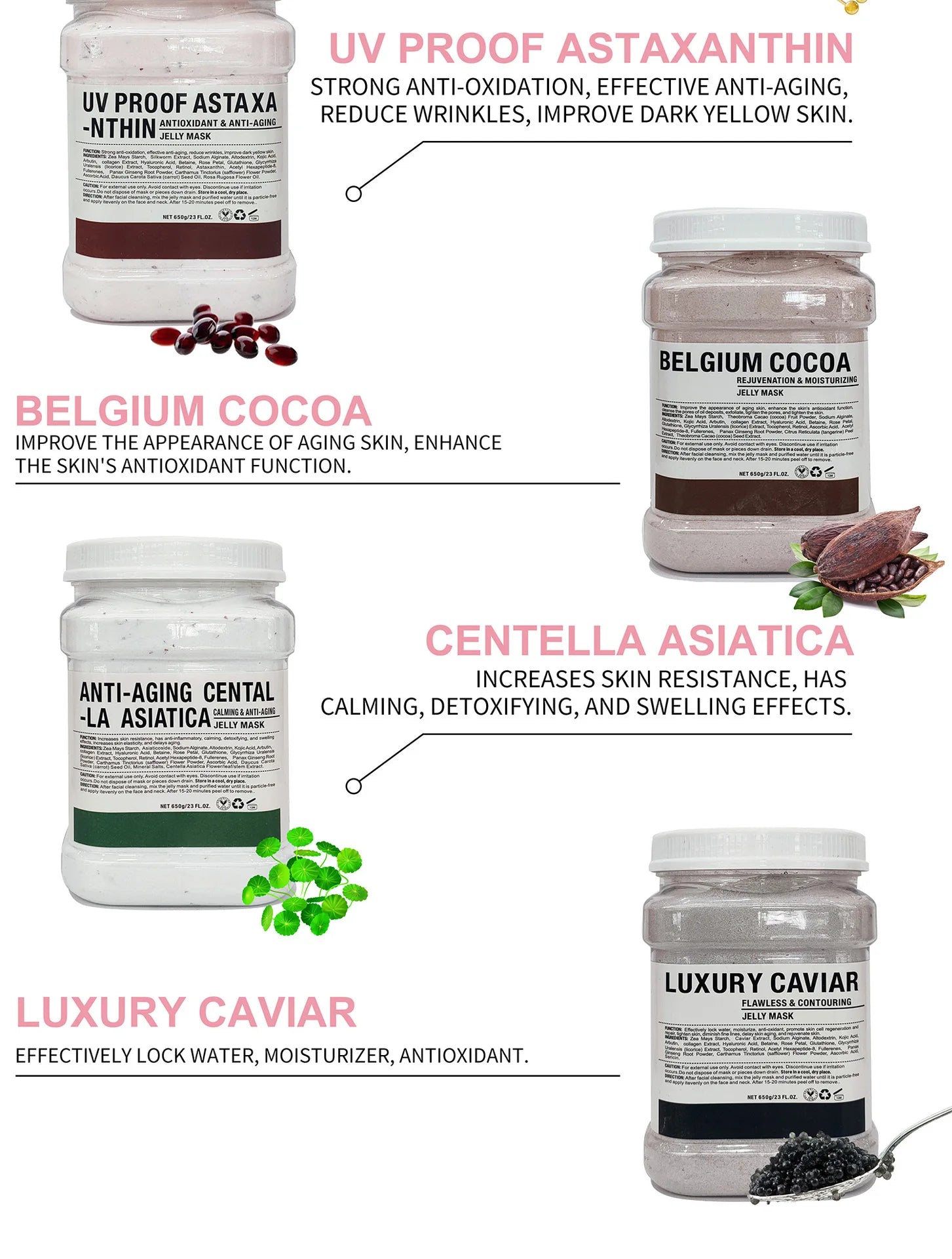 6PCS Jelly Mask Powder Wholesale 650G Professional  Masks Beauty Salon Use Facial Skin Care Products