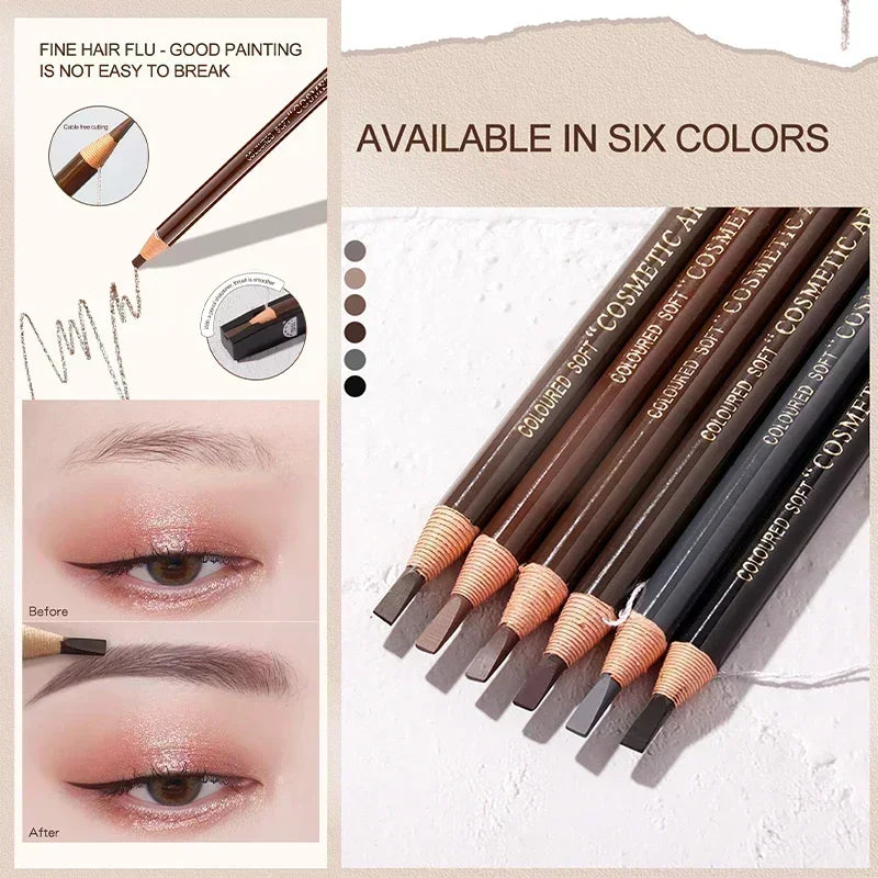 6-Color Waterproof Eyebrow Pencil
