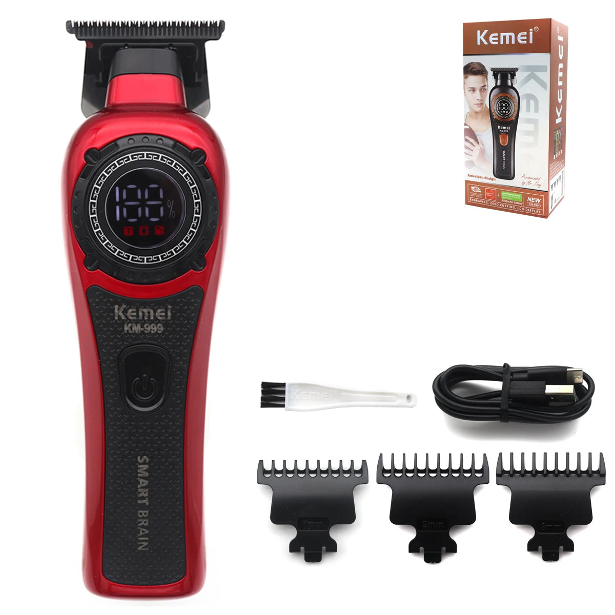 Kemei KM-999 Hair Trimmer – DLC T-Blade Cordless Clipper