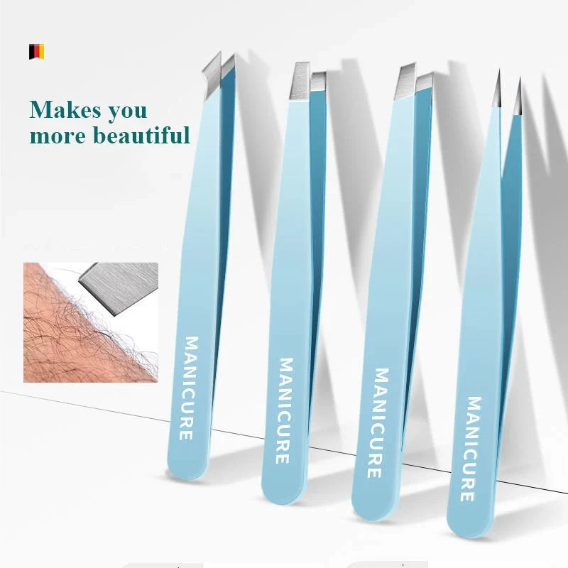 4PCS Stainless Steel Eyebrow Tweezers
