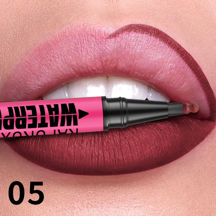 12-Color Liquid Matte Lipliner Pencil – Waterproof