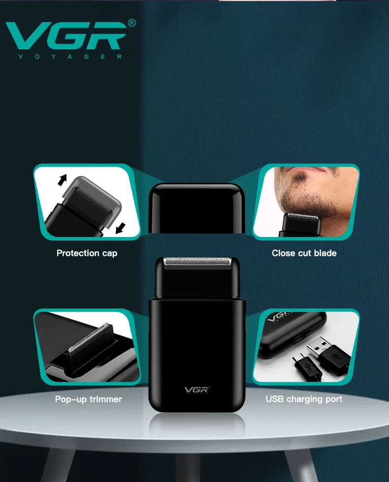 VGR V-390 Mini Cordless Beard Trimmer – Single Blade