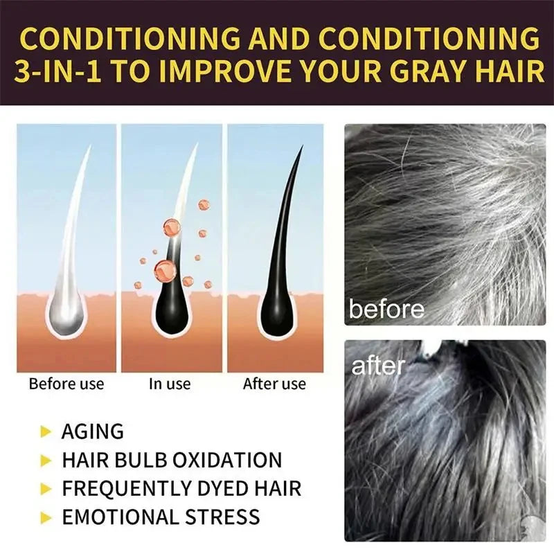 Herbal Hair Dye Shampoo – Natural Gray & White Hair Cover