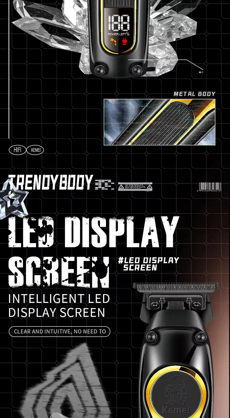 Kemei Rechargeable Hair Clippers – Professional Cordless Trimmer