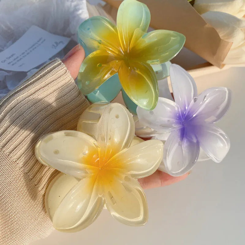 Hawaiian Gradient Flower Hair Claw Clips