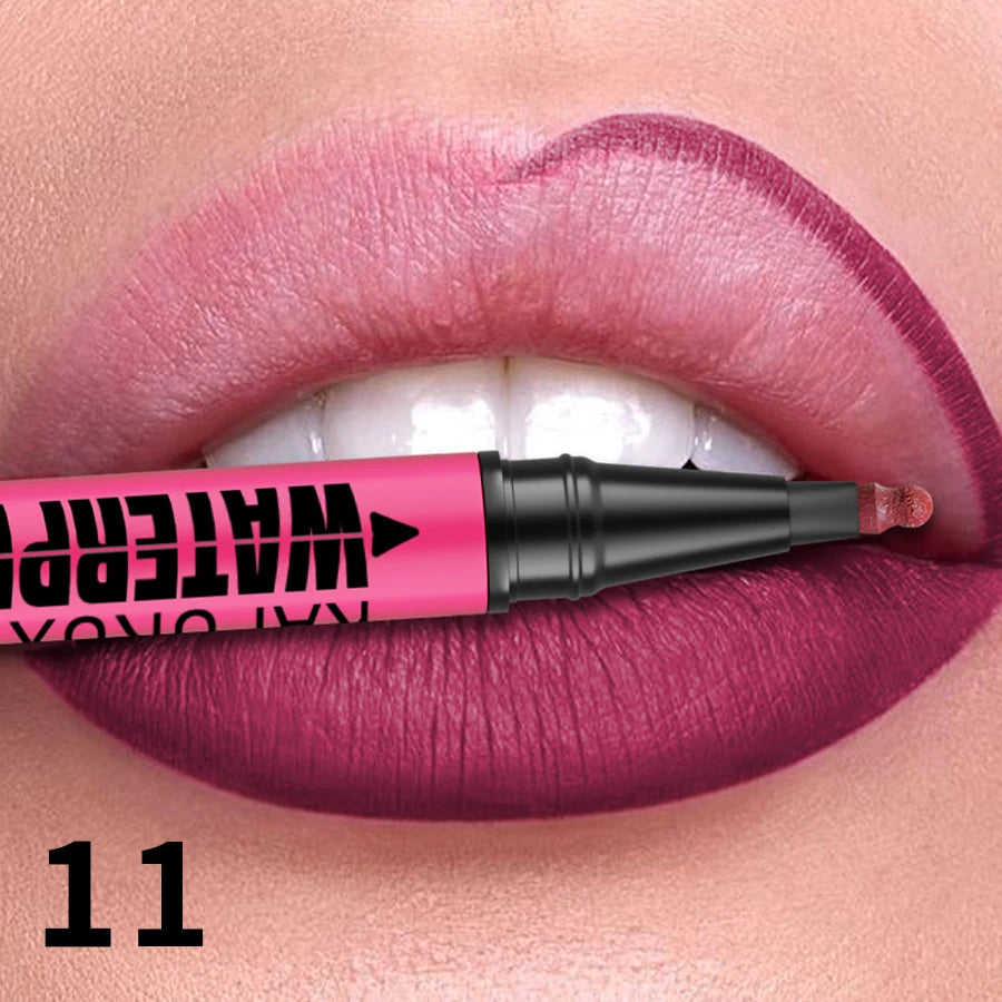 12-Color Liquid Matte Lipliner Pencil – Waterproof