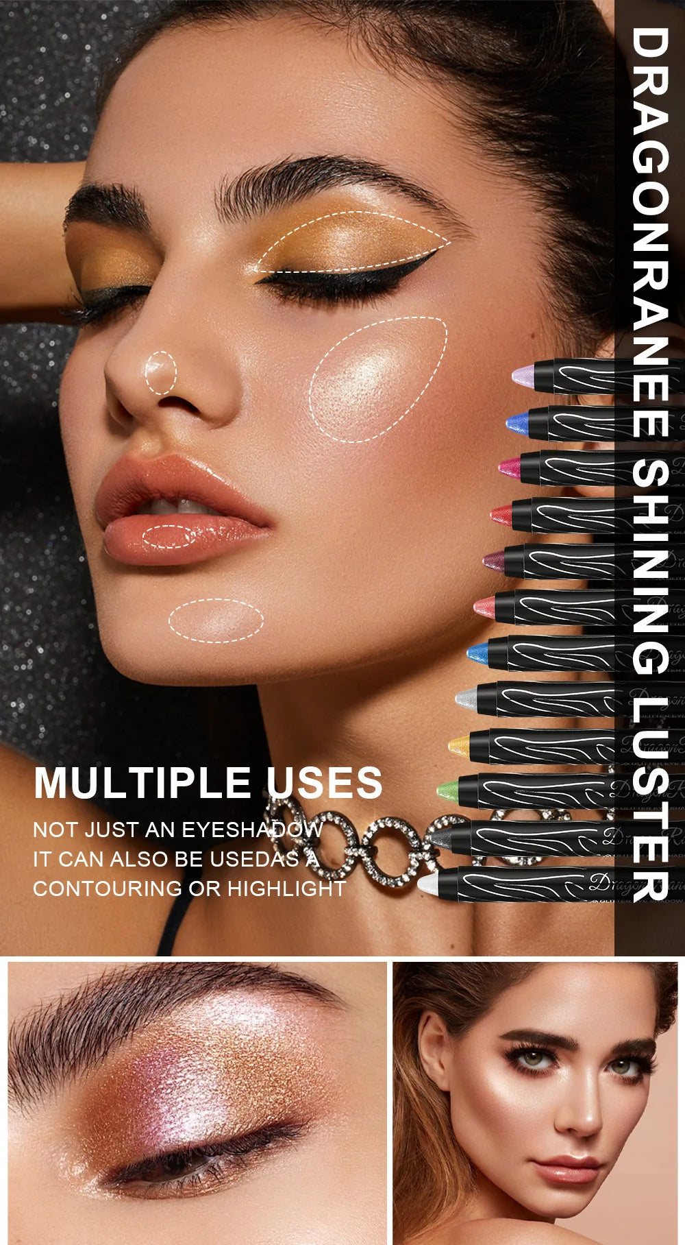 12-Color Glitter Eyeshadow Pencil Set