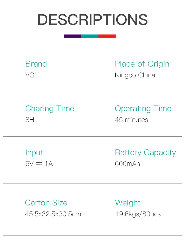 VGR V-390 Mini Cordless Beard Trimmer – Single Blade