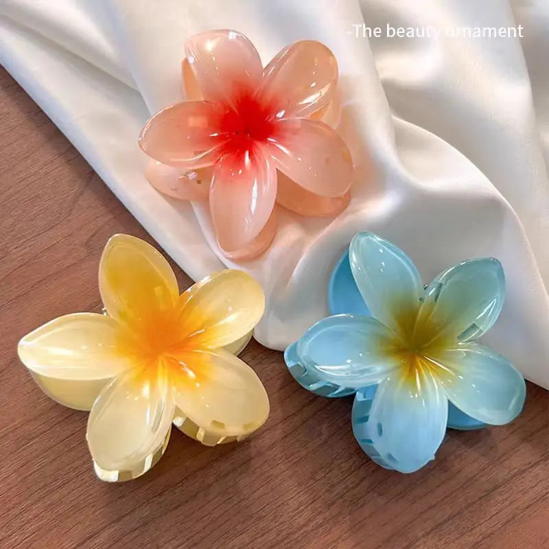 Hawaiian Gradient Flower Hair Claw Clips